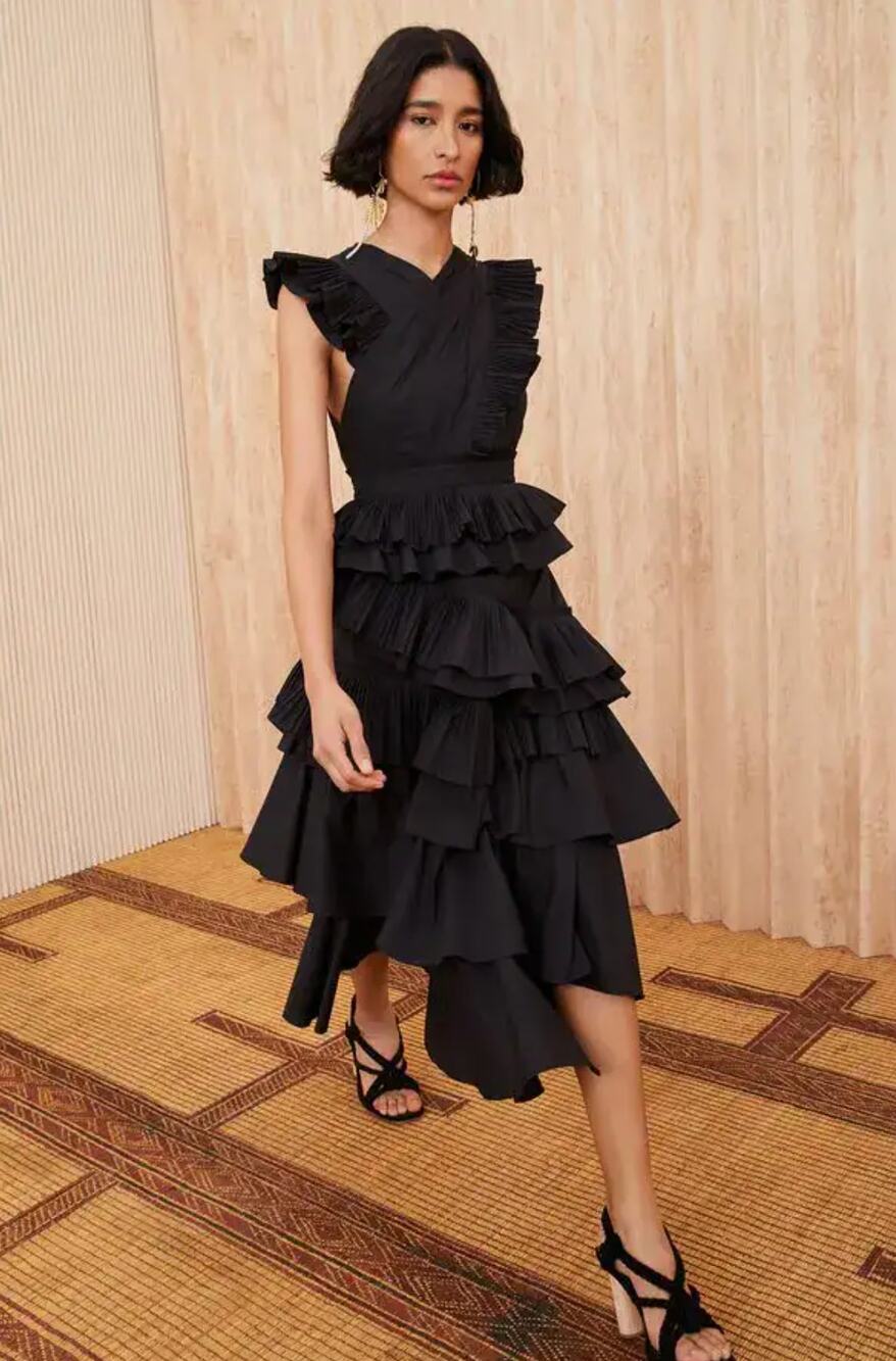 Ulla Johnson Aurore Dress Black Ruffle Midi Dress